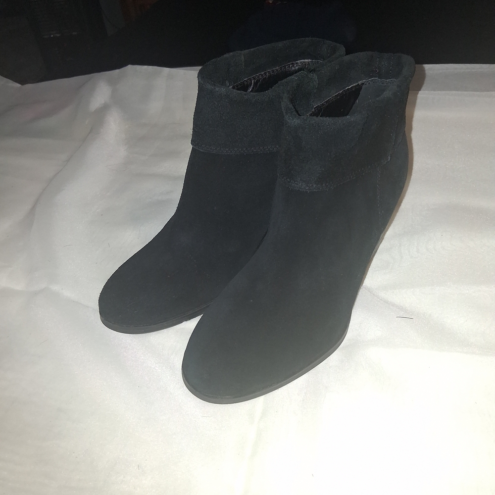 Franco Sarto Black Suede Ankle Booties